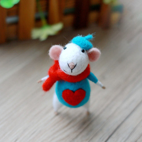 Needle Felted Felting project Wool Animals Cute Scarf Mouse
