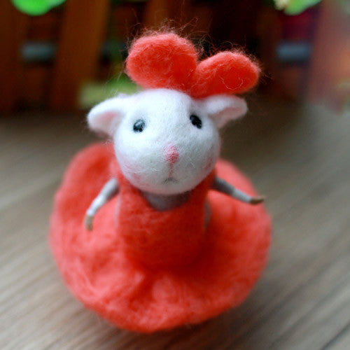 Needle Felted Felting project Wool Animals Cute Red Mouse