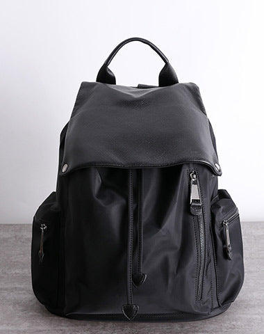 Cute Black Nylon Satchel Backpack Womens School Backpack Bag Black Nyl – Feltify