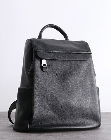 Black Leather Satchel Backpack Womens Cute School Backpack Bag Black Leather Travel Rucksack for Ladies