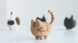 4-Needle Felting Tutorial For Beginners | Needle Felting Cute No Face Cat | Needle Felting ASMR | Needle Felting Animals Tutorial