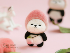 Panda Perfection: Needle Felting a Cute Panda in a Peach Hat