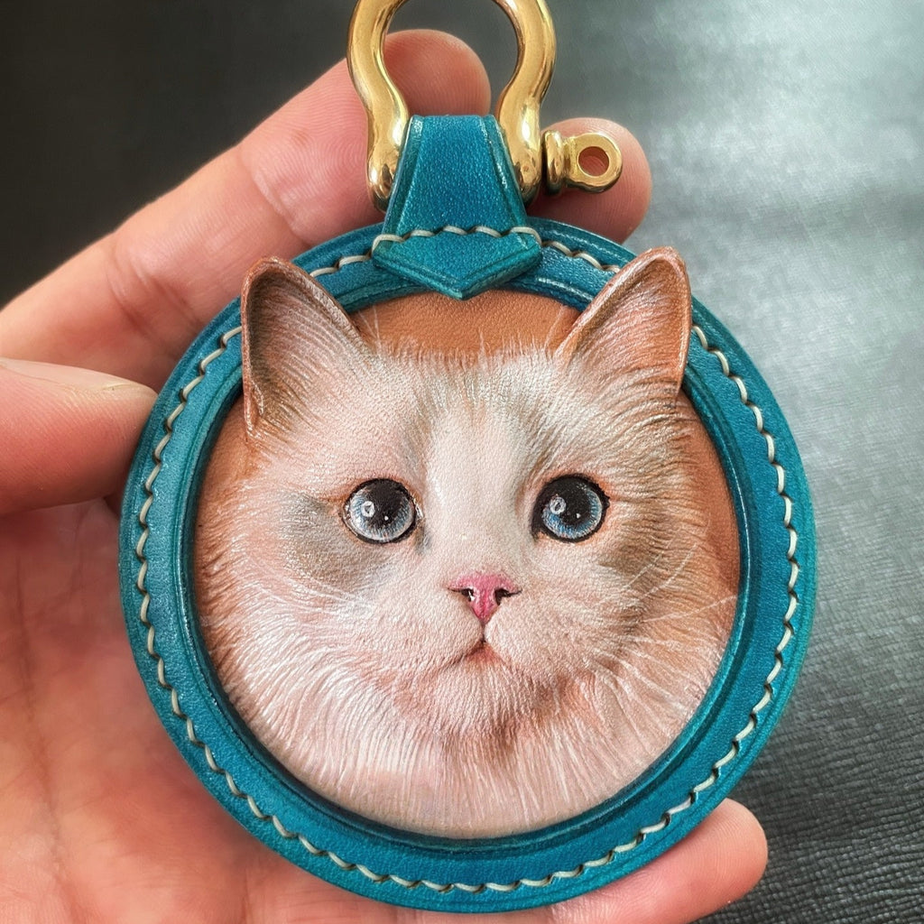 Gift for Loss of Pet Tooled Leather Cat Memorial Necklace Pendent Pet Memorial Gifts