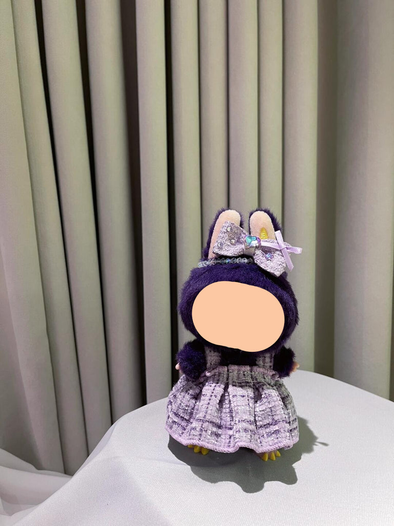 labubu black dress Purple Dress with Hairbow Necklace Bag Keychain Labubo Clothes Labubo Clothing Macaron Clothes for Labubo Purple Dress + Hairbow