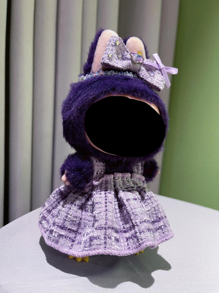 Purple Dress with Hairbow Necklace Bag Keychain Labubo Clothes Labubo Clothing Macaron Clothes for Labubo Purple Dress with Hairbow Necklace Bag Keychain Labubo Clothes Labubo Clothing Macaron Clothes for Labubo
