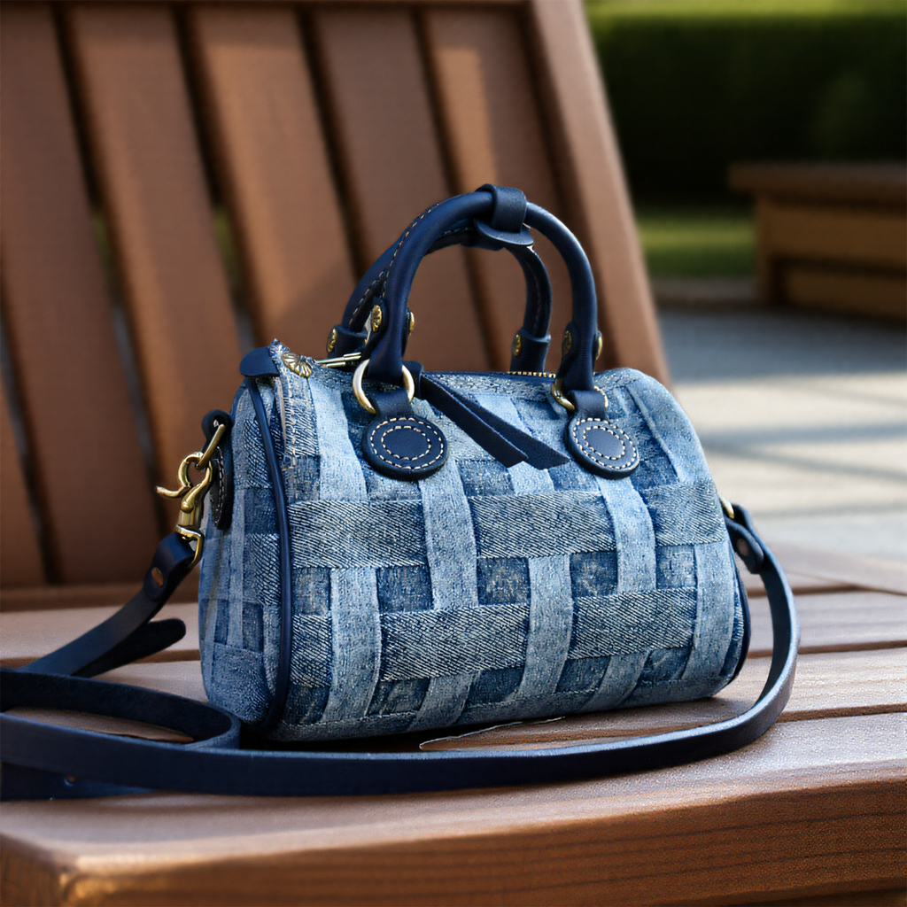 Small Denim Boston Bag Denim Handbags for Women Blue Denim Small Denim Boston Bag Denim Handbags for Women Blue Denim
