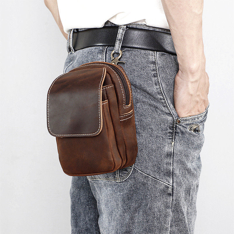 Brown Leather Belt Loop Pouch 
