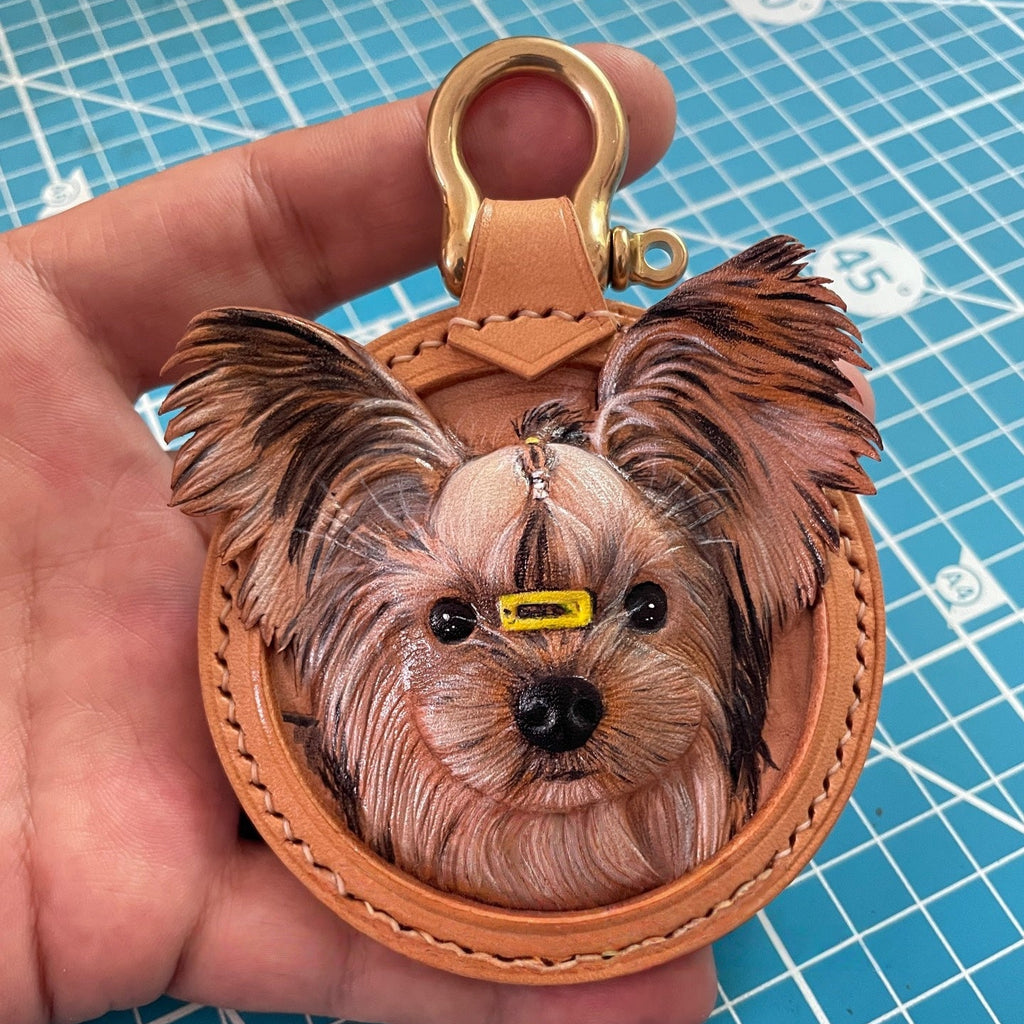 Unique Pet Memorial Gifts Tooled Leather Dog Memorial Necklace Pendent Pet Memory Gifts