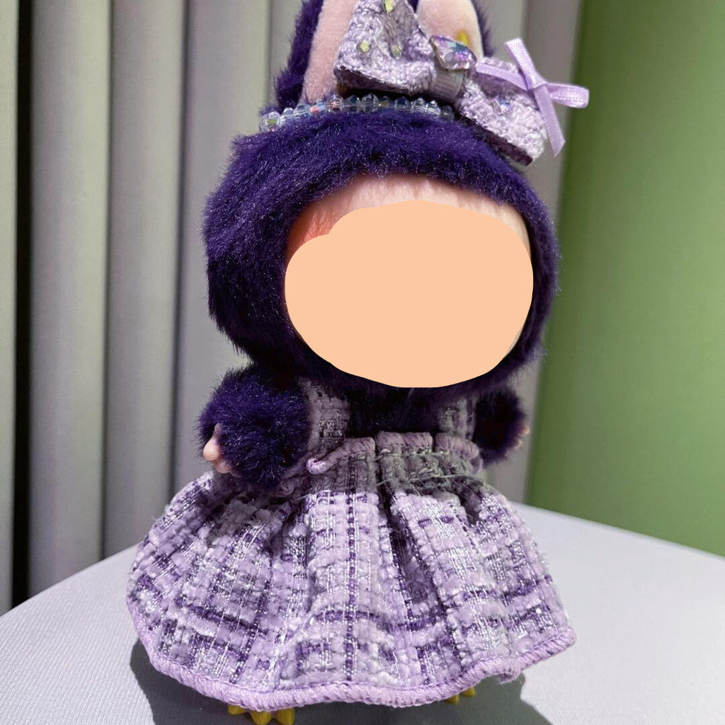 labubu purple dress Purple Dress with Hairbow Necklace Bag Keychain Labubo Clothes Labubo Clothing Macaron Clothes for Labubo
