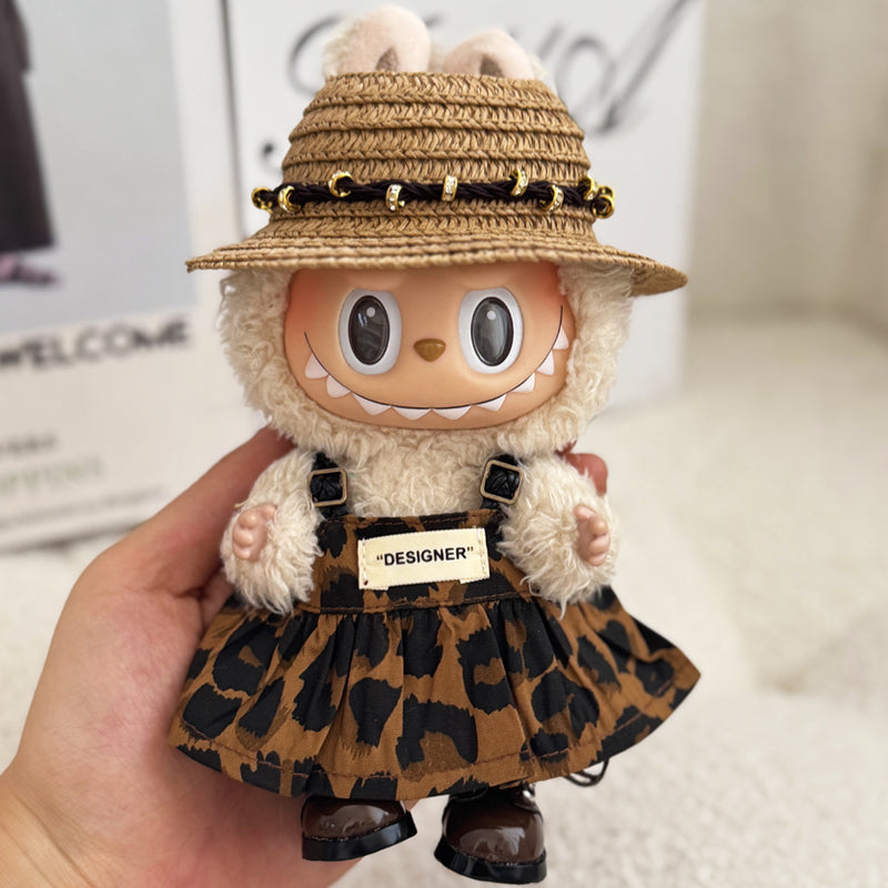 Leopard Print Skirt Have a Seat Labubu Doll Clothes 