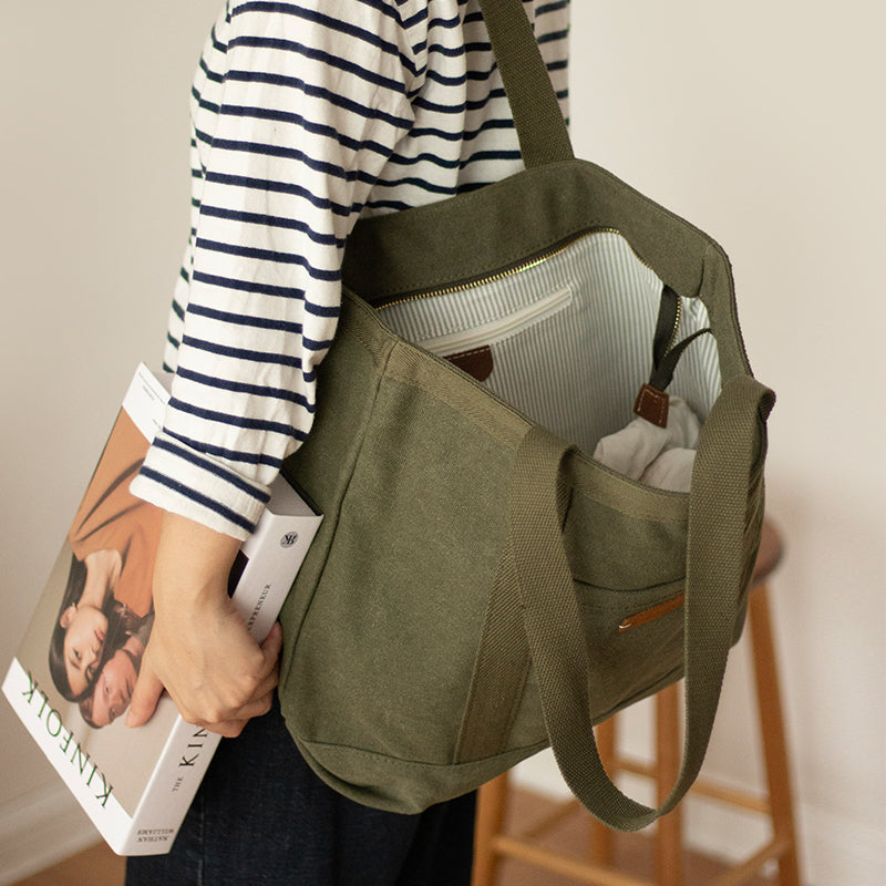 Mens Army Green Canvas Large Tote Bags Canvas Handbag Canvas Tote