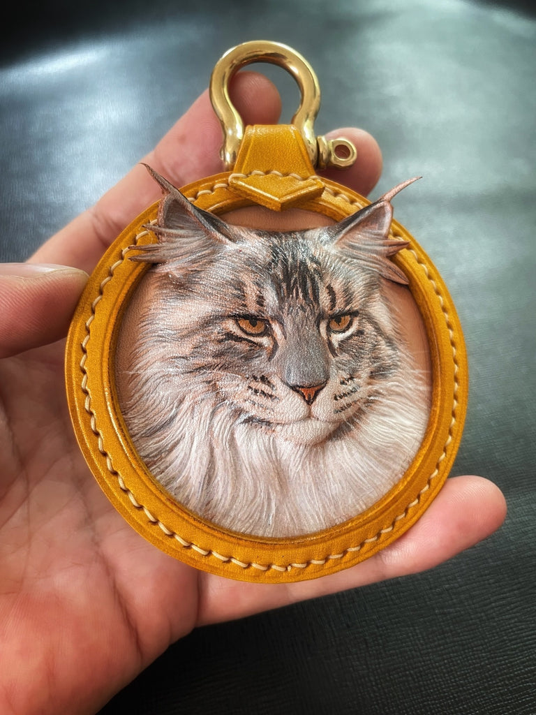 Cat Remembrance Jewelry Tooled Leather Pet Memorial Jewelry Cat