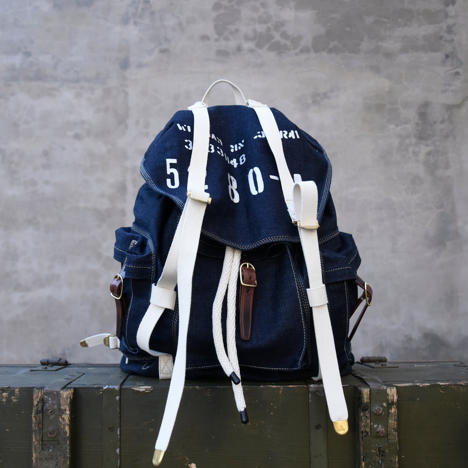 Blue Jean Backpack Mens Huge Backpack Large Blue&White Denim