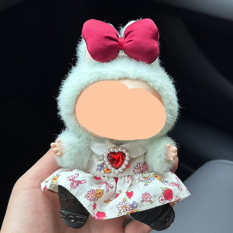 Flower Dress + Hairbow Labubo Clothes Keychain Labubo Clothing Labubo   Feltify