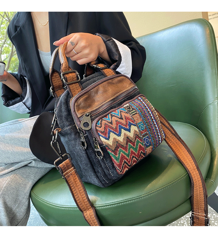 Boho And Hiie Small Canvas Backpack Purse - Convertible Sling XD Amazon.com: HUANGGUOSHU Boho and Hippie Small Canvas  main image 2
