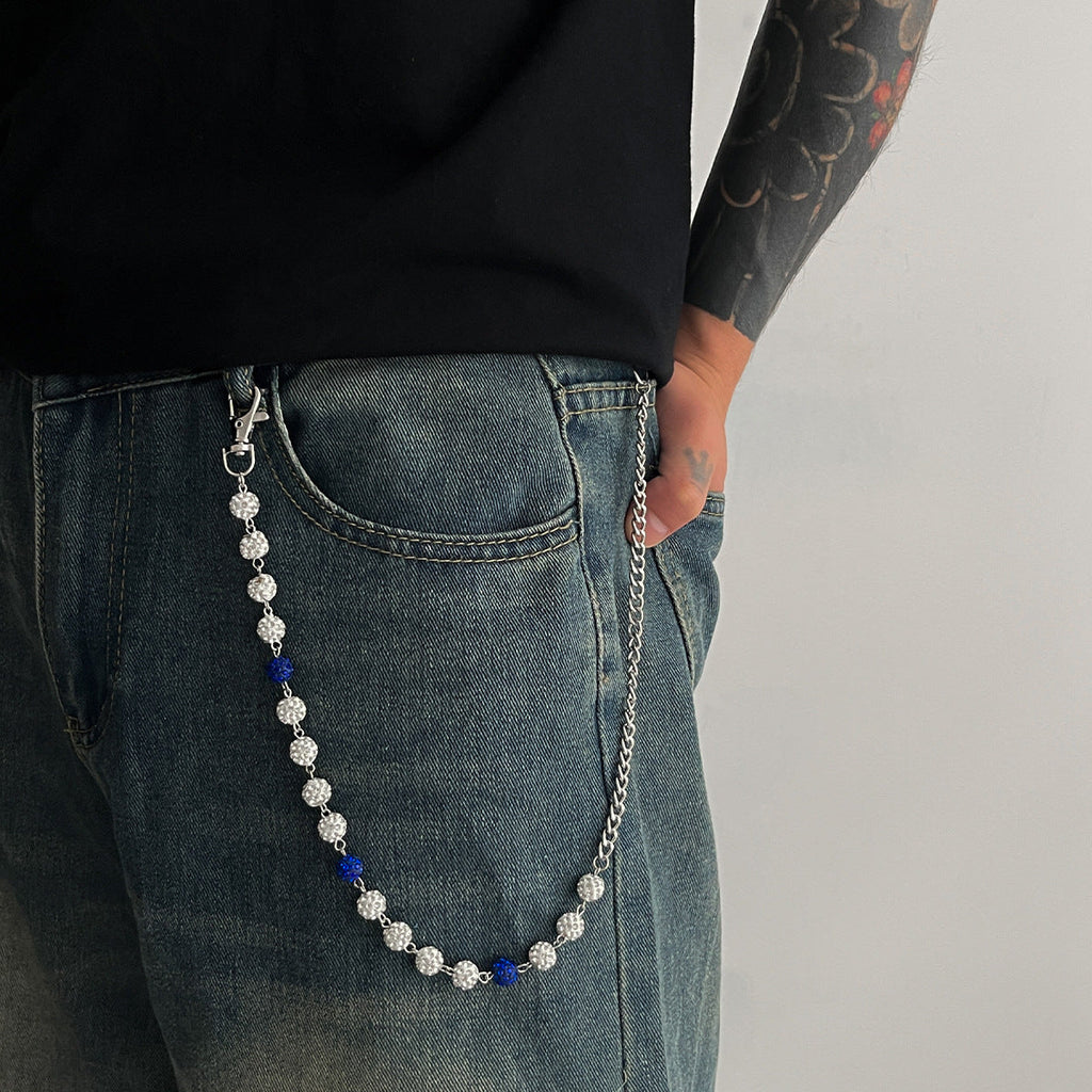 Blue Beaded Wallet Chain for Women 