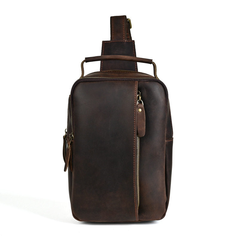 Brown Leather Sling Bag for Men
