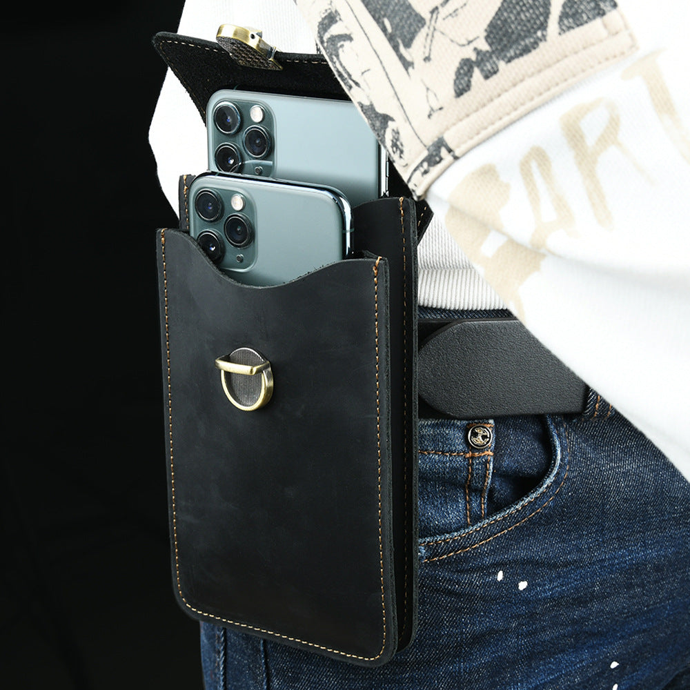 Leather Cell Phone Holster with Belt Loop Leather Phone Holster for Belt Mens Leather Belt Bag Pouch Bag - iwalletsmen