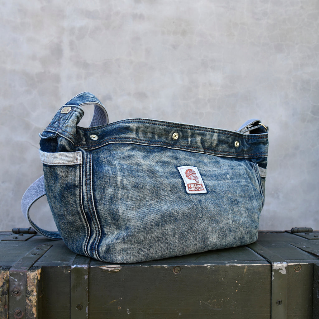 Vintage Blue Denim Messnger Bag Denim Crossbody Bag for Men Womens