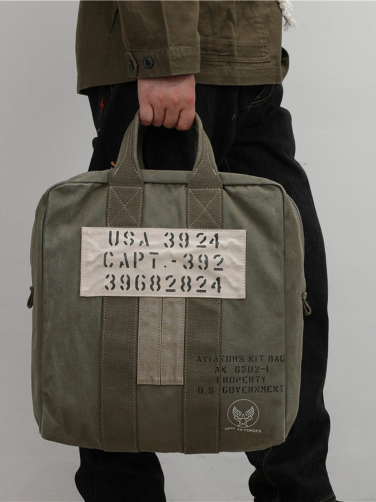 Army Style Carrier Bag for Mens Canvas Military Duffle Bag Pilot