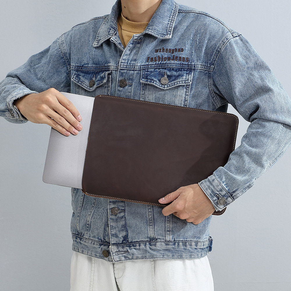 Brown Leather Laptop Case 13 inches Mens 13 Leather Case for Laptop - iwalletsmen