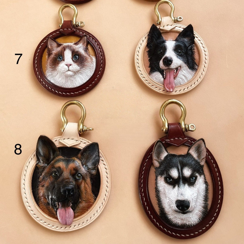 Dog Memorial Necklace Pendent Tooled Leather Pet Memorial Gifts Personalized Dog Remembrance