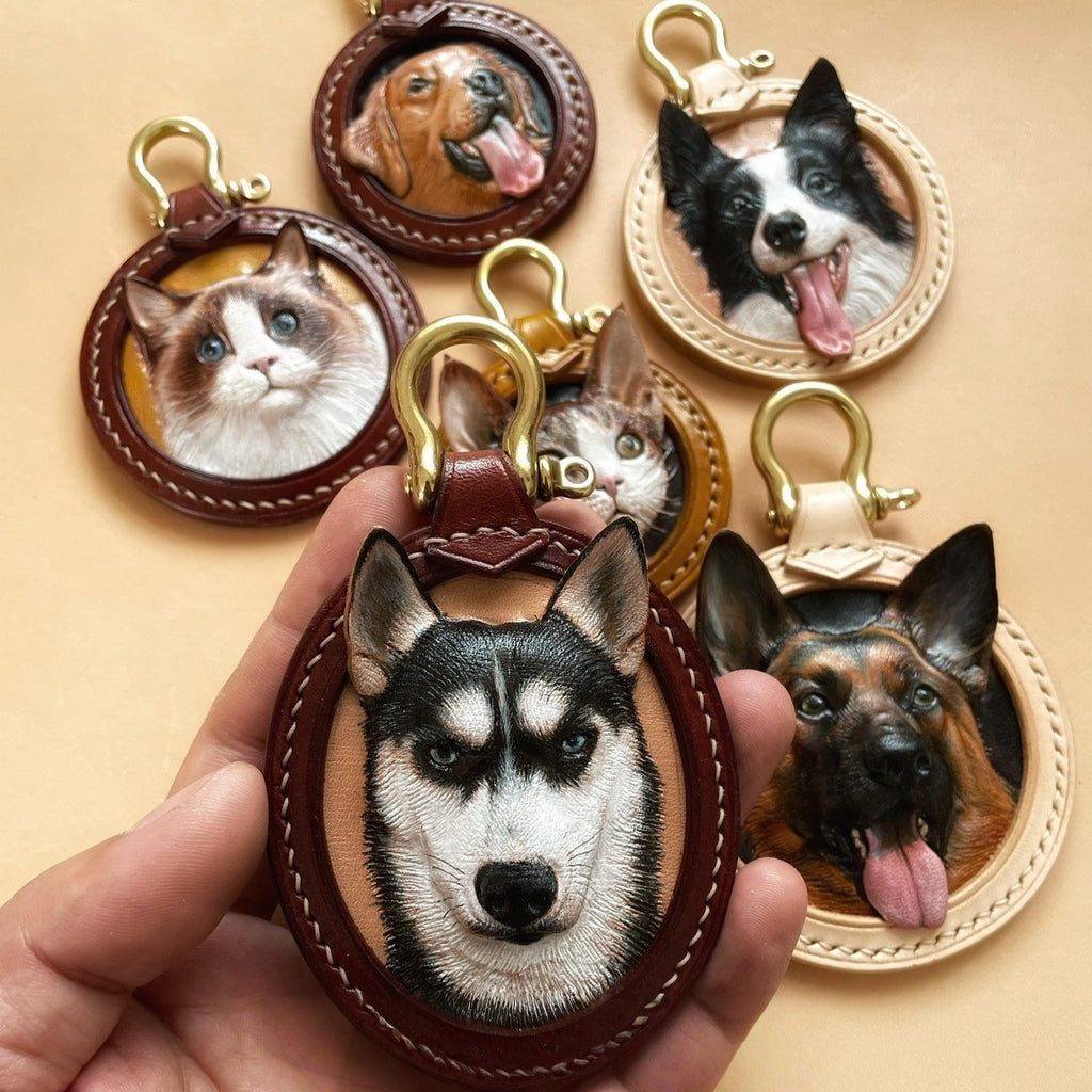 Dog Memorial Necklace Pendent Personalized Dog Remembrance Tooled Leather Pet Memorial Gifts