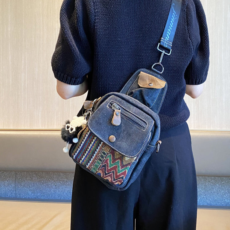 Canvas Embroidery Boho Crossbody Bag Womens Boho Sling Bag Canvas Crossbody Backpack - Feltify