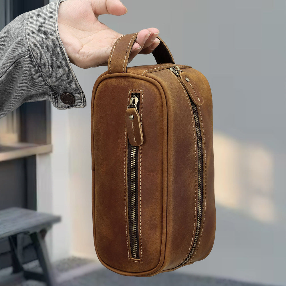 Brown Leather Toiletry Bag 