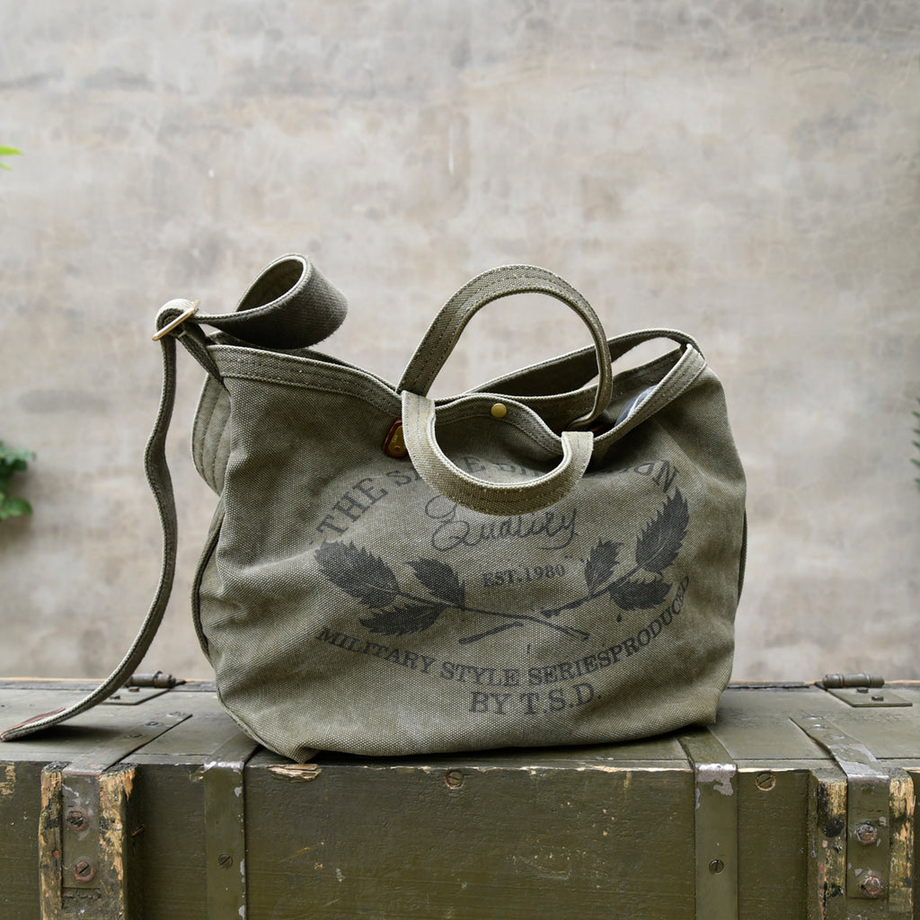 Army Green Tote Handbag Canvas Tote Bag Green Distressed Canvas
