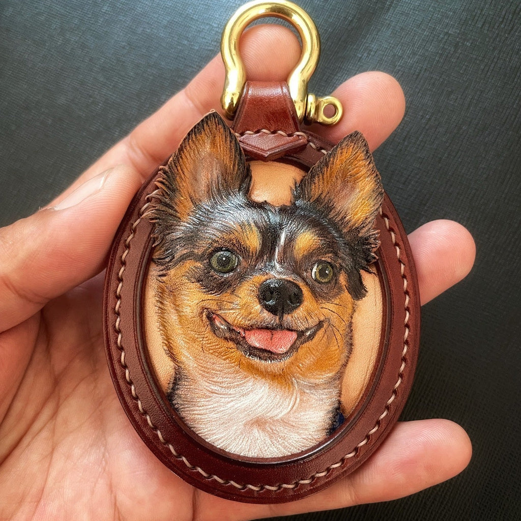 Dog Memorials Gifts Tooled Leather Pet Memorial Gifts Dog Memorial Necklace Pendent 
