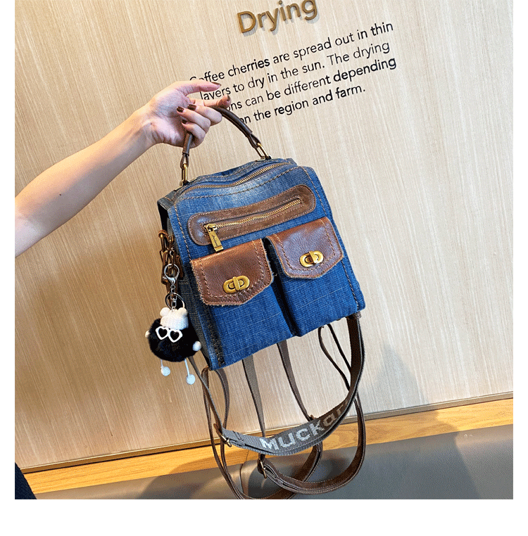 Convertible Denim Mini Backpack Bag Crossbody Bag Blue Convertible Den – Feltify