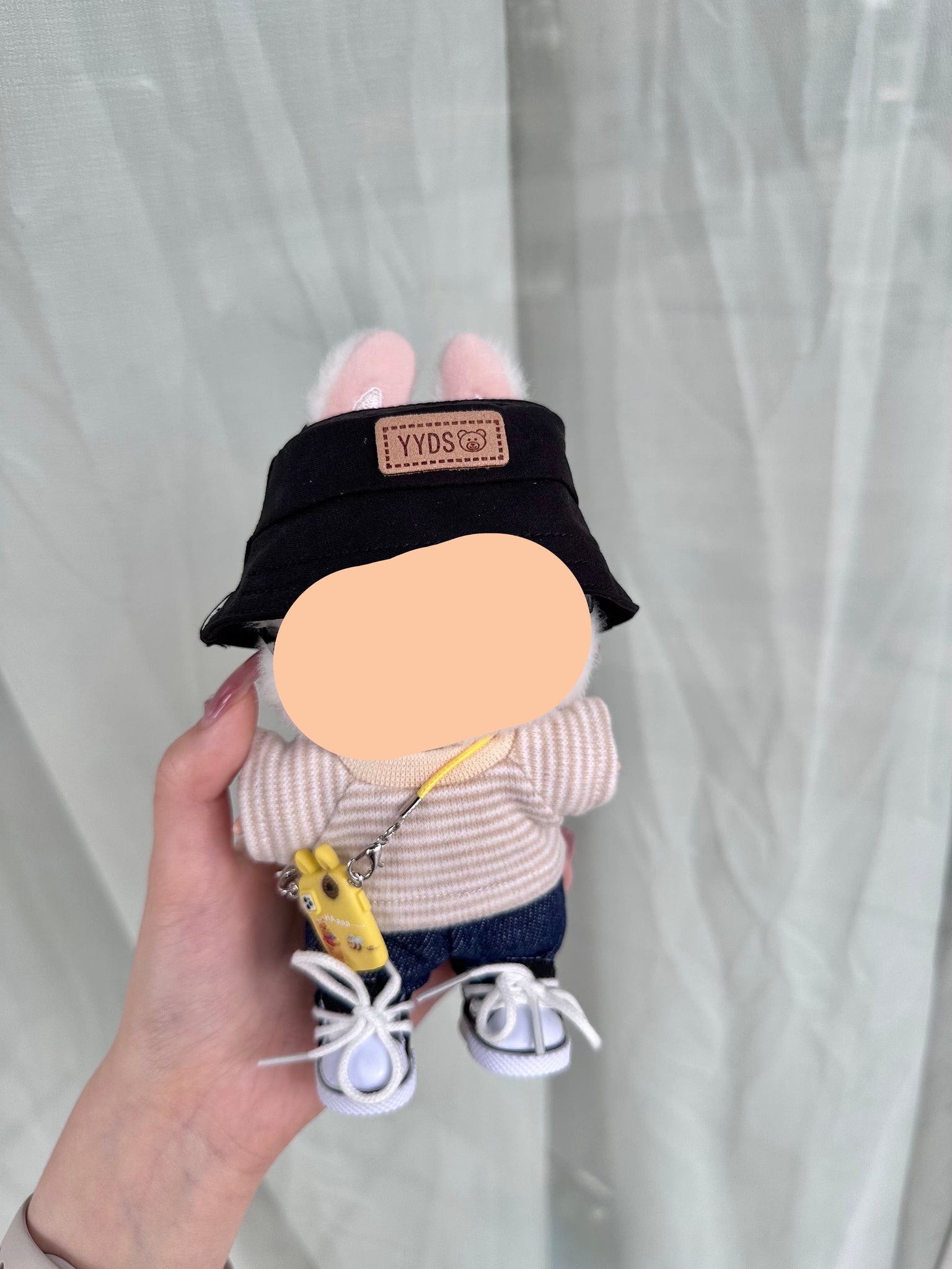 Summer Labubo Outfits Yellow Shirt + Blue Pants Accessories Fashion Labubo Outfit Keychain Labubo Clothing