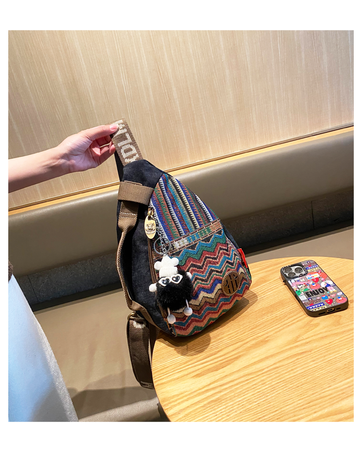 Womens Boho Sling Bag Canvas Crossbody Backpack Canvas 