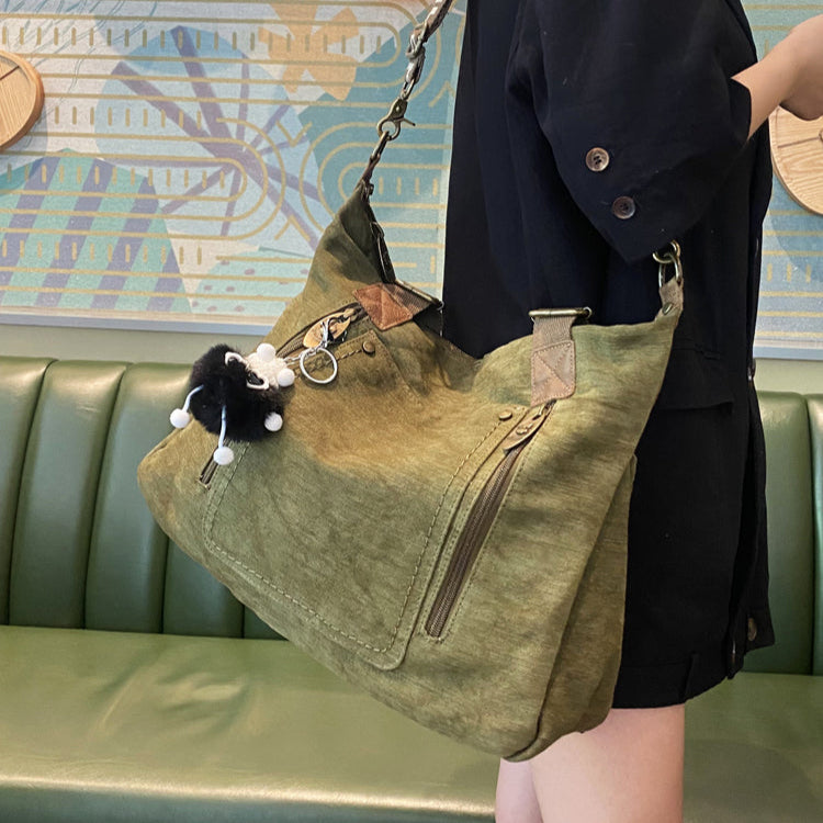 Canvas Large Shoulder Bag Canvas Handbag Green Canvas Crossbody Bag - Feltify