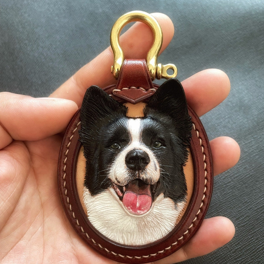 Dog Memorial Necklace Tooled Leather Pet Memorial Gifts Dog Memorial Necklace Pendent
