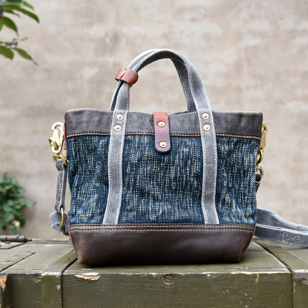 Denim Mini Tote Crossbody Bag Small Blue Denim Mini Tote Bag