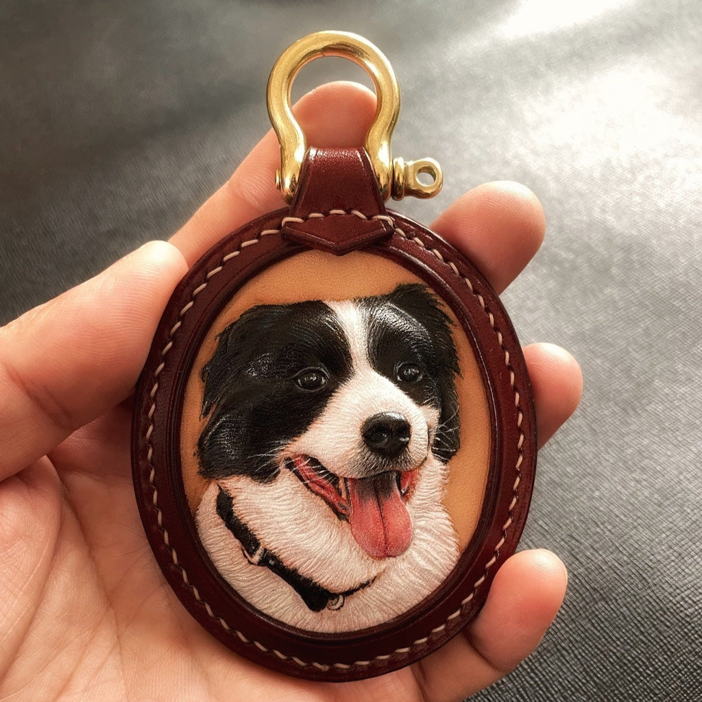 Unique Pet Memorial Gifts Tooled Leather Dog Memorial Necklace Pendent Gift for Loss of Pet