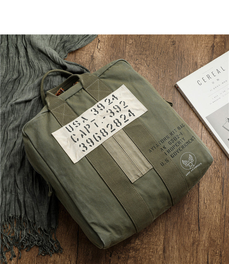 Army Green Canvas Mens Pilot Handbag Canvas WWII Bag Canvas Army