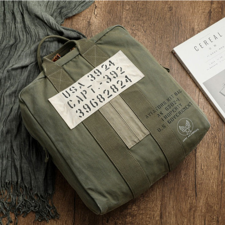 men's canvas travel bag Army Style Carrier Bag for Mens Canvas Military Duffle Bag Pilot Bag C – Feltify