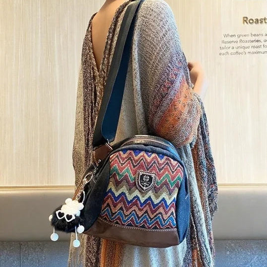 Boho Canvas Small Shell Shoulder Bag Embroidery Canvas Small Boho Crossbody Bag - Feltify