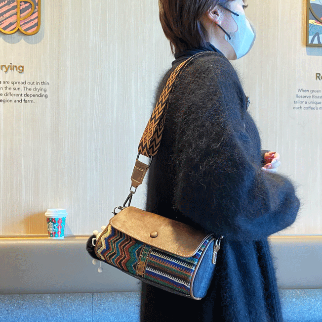 Denim Shoulder Bag Embroidery Jean Bag Bohemian Style Black Gray Denim Small Crossbody Bag - Feltify