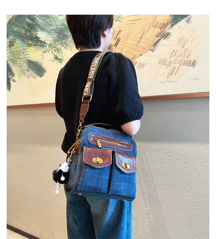 denim mini backpack purse Denim Crossbody Bag Convertible Denim Mini Backpack Bag Blue Convertible  Denim Handbag Shoulder Bag