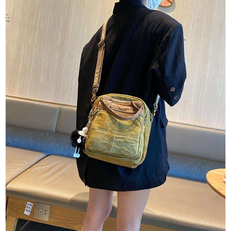Green Canvas Convertible Crossbody Bag 