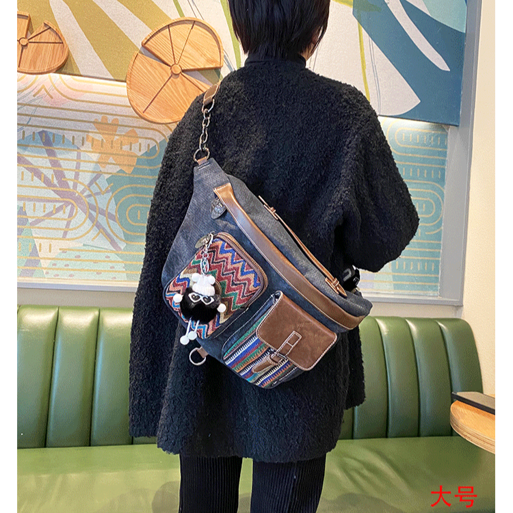 Canvas Boho Sling Bag Womens Crossbody Backpack Canvas Boho Embroidery Waist Bag - Feltify
