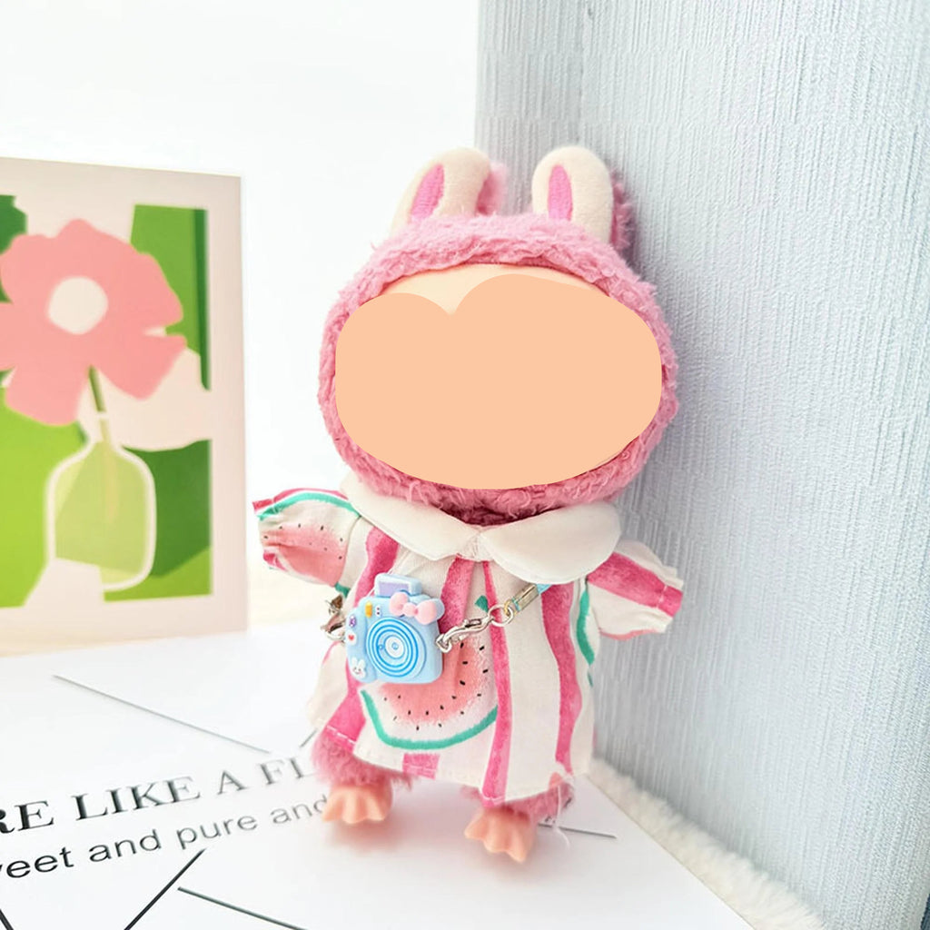 Summer Labubu Clothes Red Watermelon Dress Girl Labubu Outfits Keychain Labubu Clothing