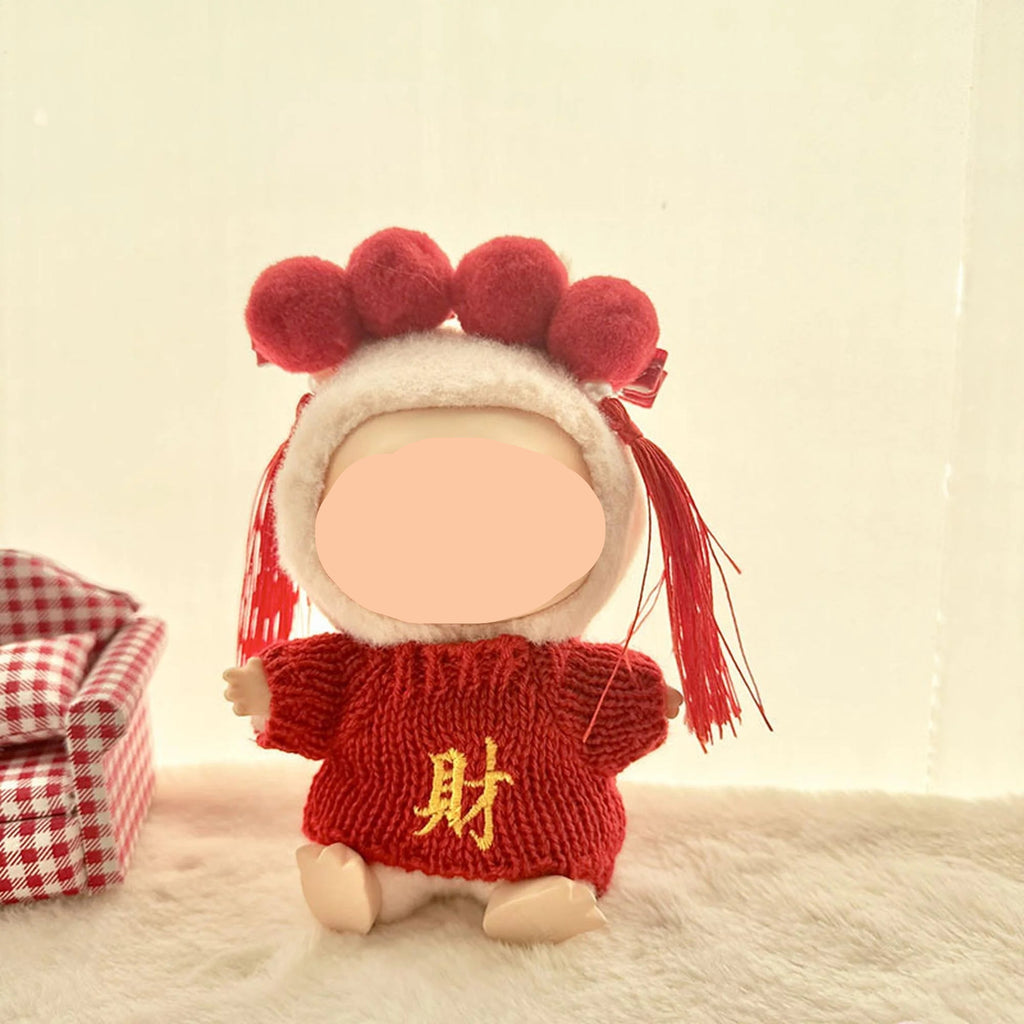 Winter Labubo Clothes Chinese New Year Sweater Labubo Outfits Keychain Labubo Clothing