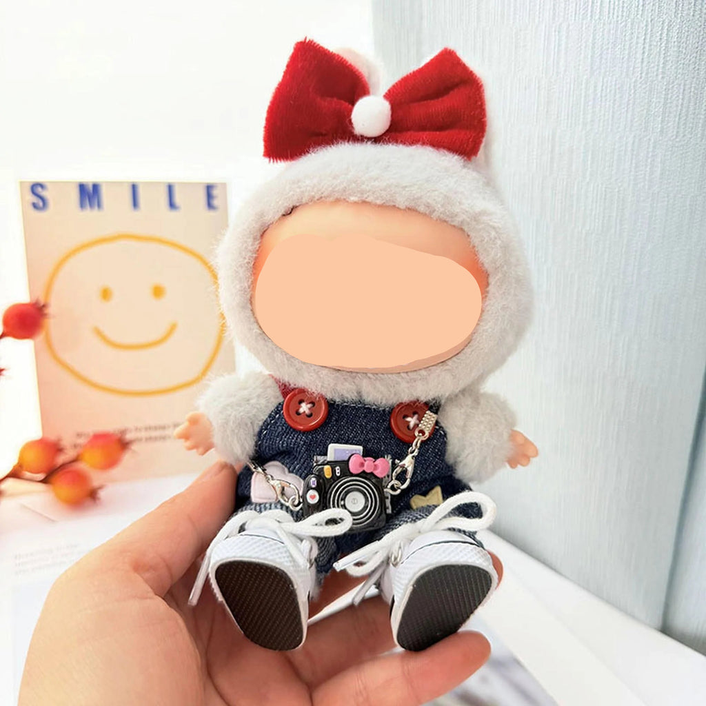 Fall Labubo Clothes Blue Denim Overalls Girl Labubo Outfits Keychain Labubo Clothing