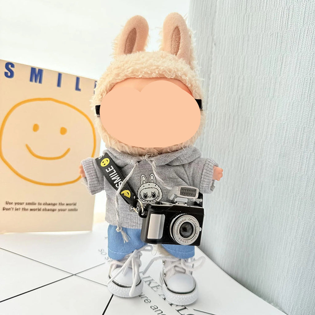 Spring Labubu Clothes Hoodie + Camera Street Wear Labubu Outfits Boy Keychain Labubu Clothing
