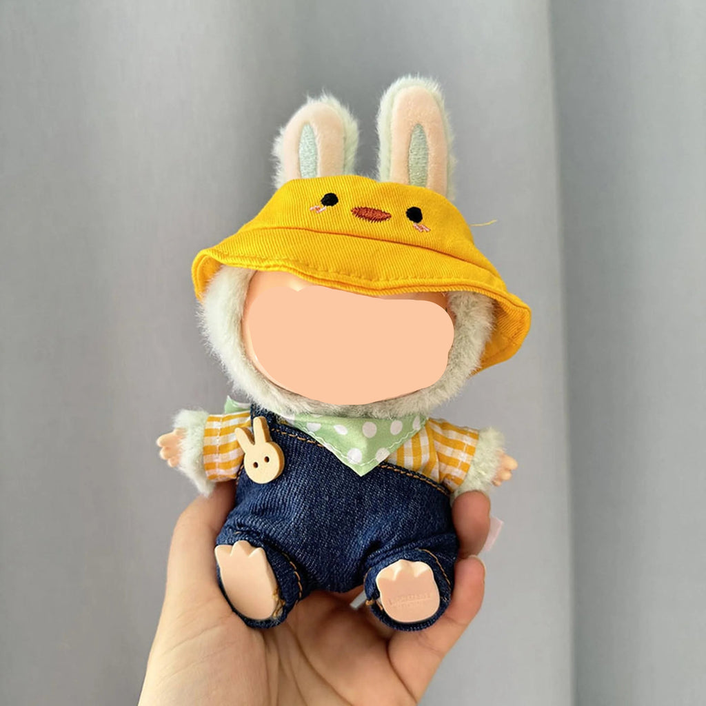 Fall Labubo Clothes Blue Denim Overalls Boy Labubo Outfits Keychain Labubo Clothing